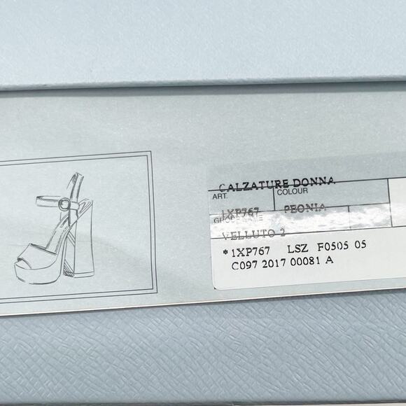 Prada Pink Velvet Crisscross Platform Block Heel Ankle Strap Sandals size IT 36 - Picture 13 of 13